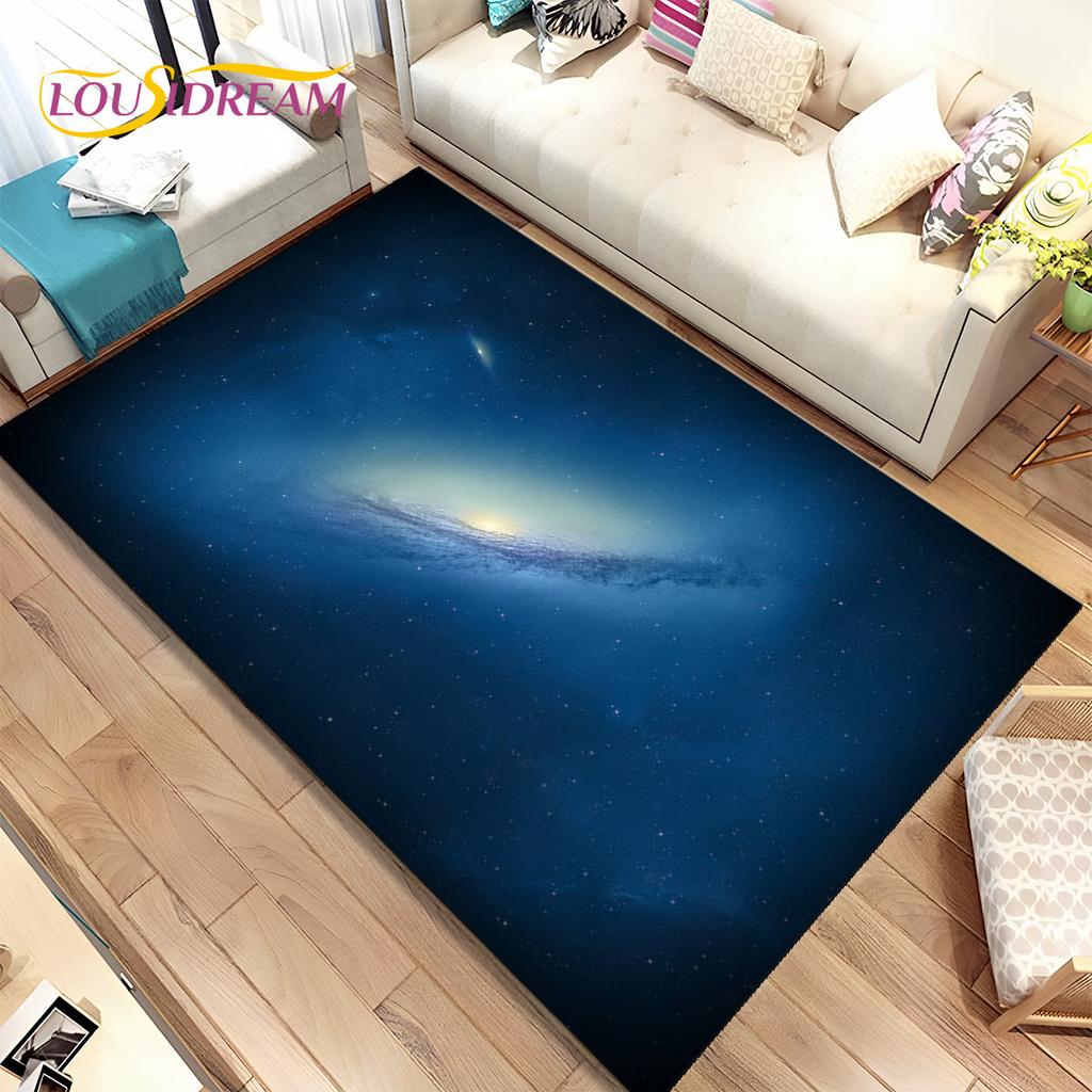 Galaxy Universe Space Stars Area Rug,Carpet Rug for Home Living Room Bedroom Sofa Doormat Decor,Kids Play Non-slip Floor Mat HD