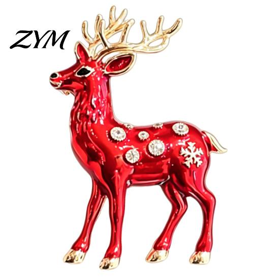 Elk Clothing Accessories Christmas Reindeer Brooch Pin, Rhinestone Lapel Sweater Alloy Cardigan Coat Suits Accessories, Jewelry Gift for Xmas