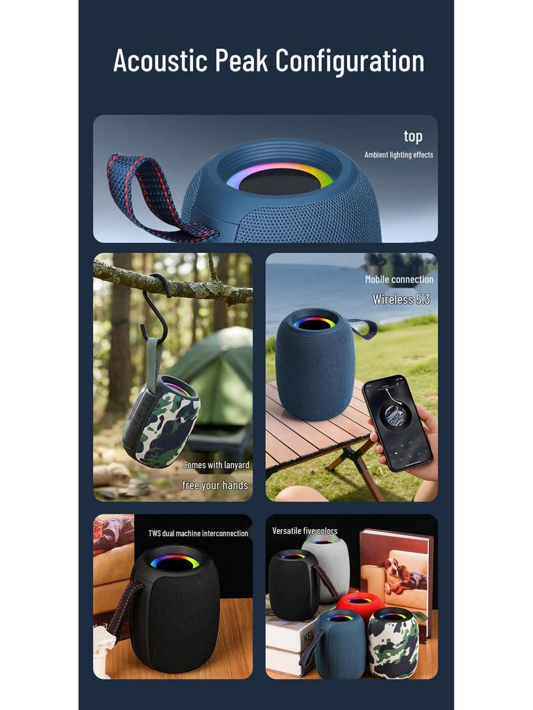 P173 Bluetooth Portable Wireless Handheld Speaker with Subwoofer and Card Slot for Outdoor Use