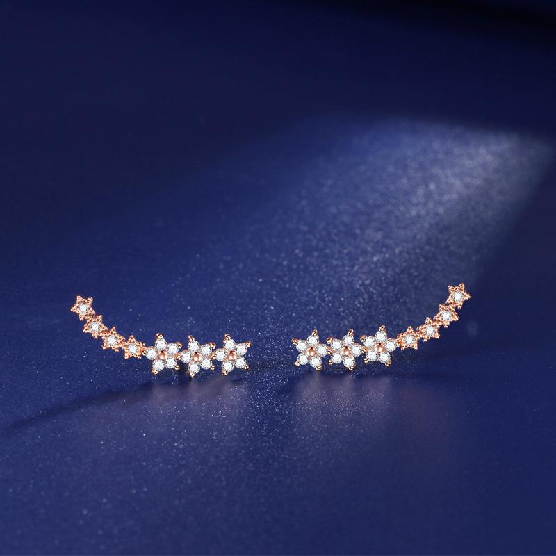 Star Flower Stud Earrings Korean Style Korean Version Niche Exquisite Ins Style Design Earrings