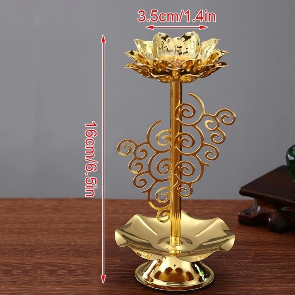 Retro Gold Candle Holder Metal Lotus Lamp Candlestick Flower Stand Tealight Home Ornaments