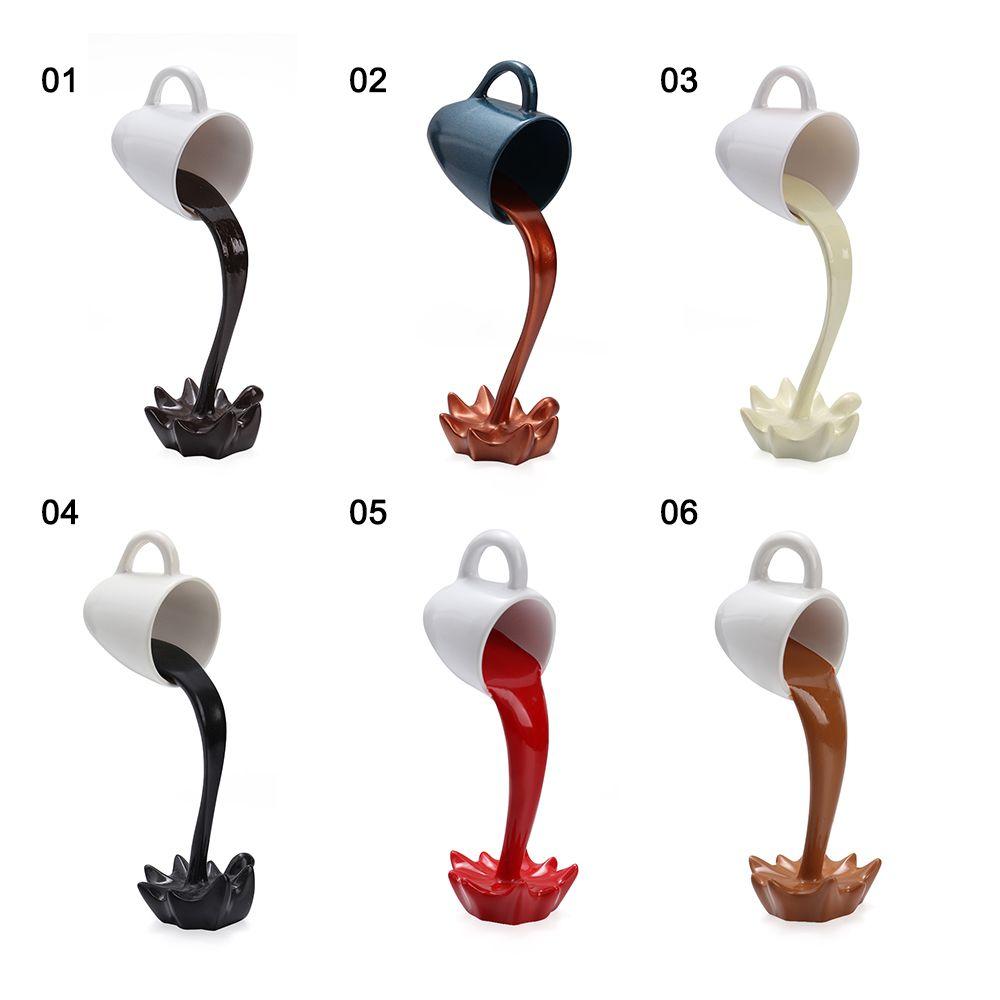 Creative Coffee Cup Design Gift For Coffee Lover Kitchen Decor Sculpture Floating Coffee Cup Pouring Liquid Coffee Mug