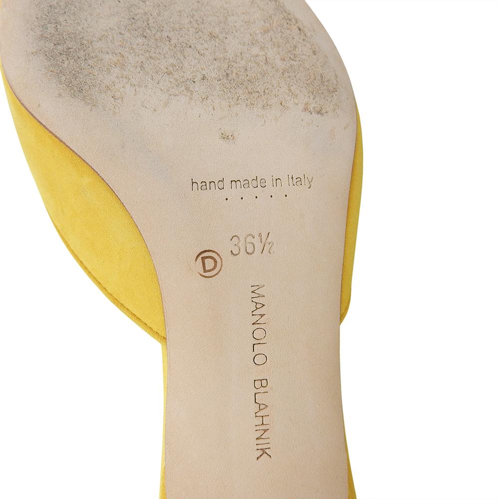 MANOLO BLAHNIK Women's Suede Mules, Yellow, Size 36 1/2 shoes 36 1/2 yellowUsed