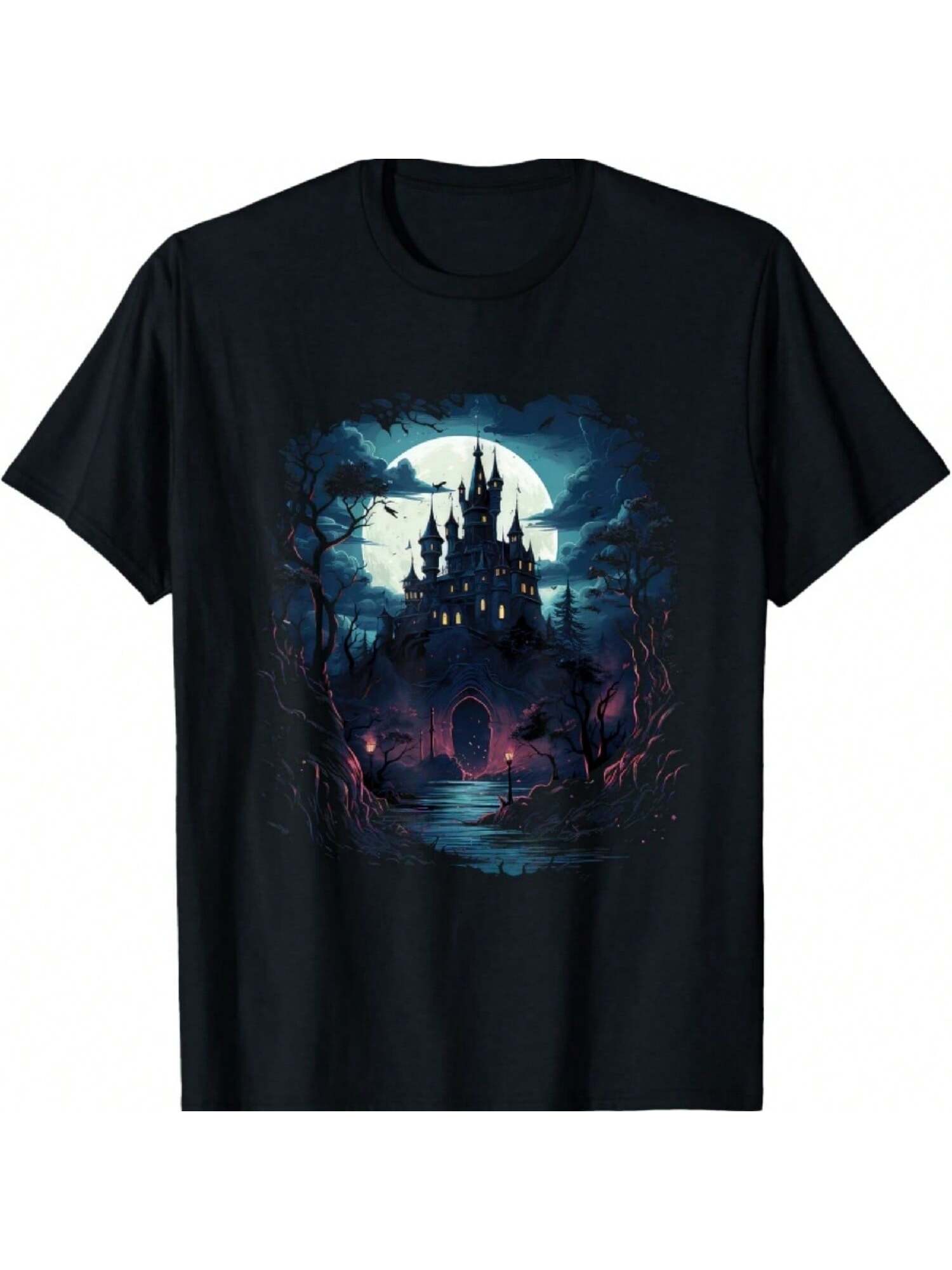 Embrace The Night With Vampire Castle Dracula Design T-Shirt S разноцветный