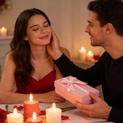 Scatola Regalo di San Valentino con Fiocco di Nastro Matrimonio Damigella d'Onore Regalo di Compleanno Scatola da Confezione con Coperchio Caramelle Rossetto Scatola per Confezionamento Gioielli