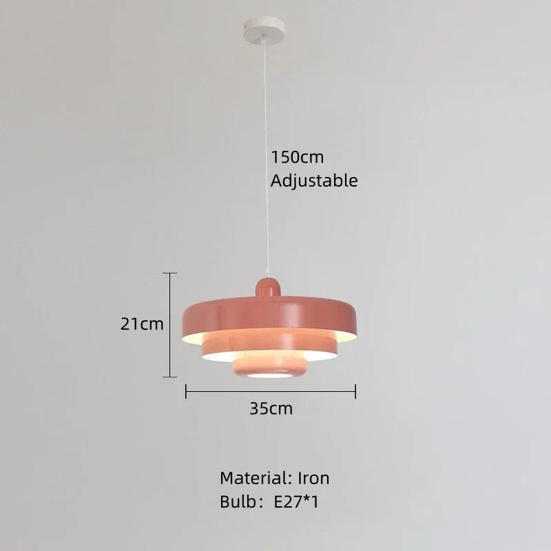 Minmalist Colorful Metal Pendant Chandelier Light Yellow Pink Orange Dining Room Bar Foyer Bedroom Hanging Pendant Lamp E27 Bulb
