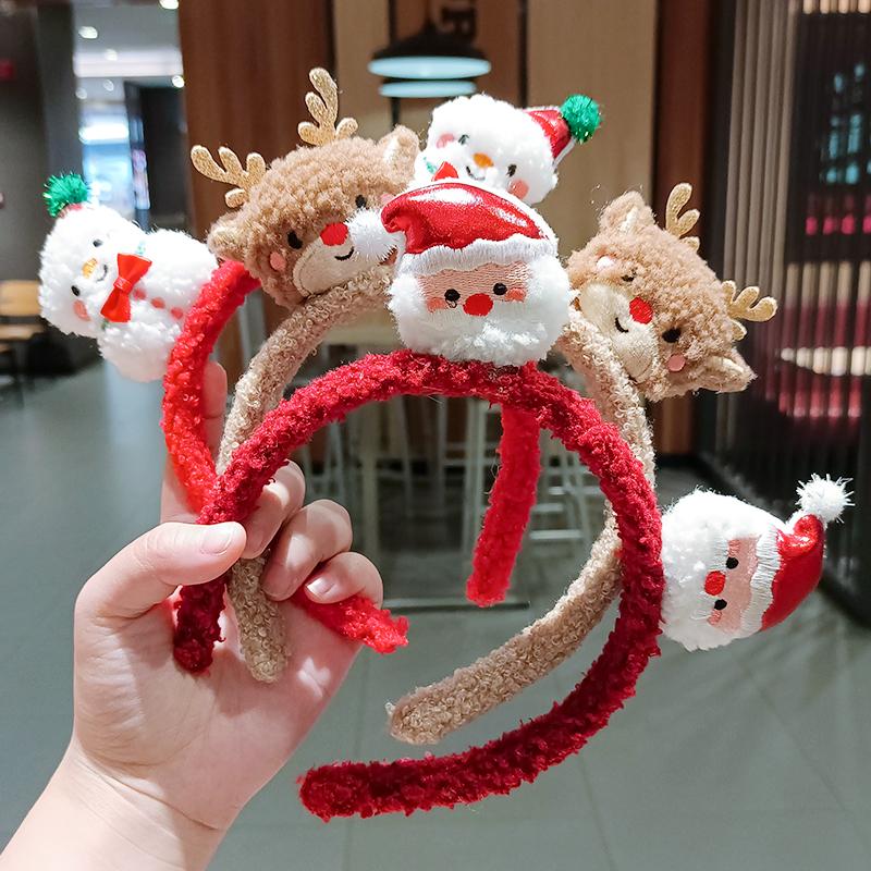 Christmas Headband Santa Claus Snowman Deer Antlers Headband Children's Holiday Party Decorations Atmosphere Sense Props