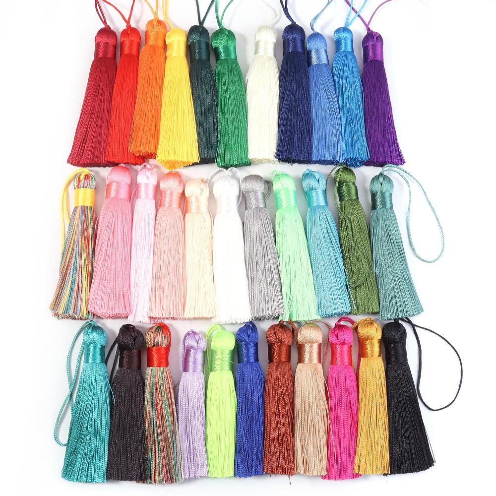 6pcs 82cm Long Silk Tassel Fringe Brush Handmade Soft Mini Tassels with Loops For DIY Craft Jewelry Making Souvenir Bookmark