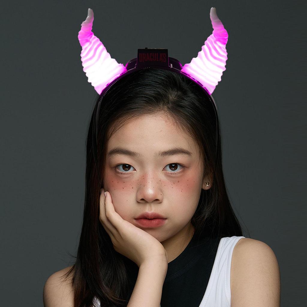 Halloween Horns Headband Halloween Headdress With LED Lights Adjustable Headdress For Girls Men Women Kids Teens Dancers Event