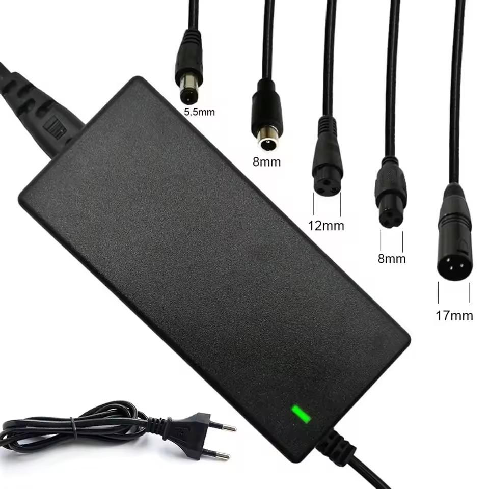 42V 54.6V 2A Lithium Battery Charger Universal 5Plugs Battery Power Adapters For AC100-240V 36V 48V 2A Battery Pack EU / US Plug