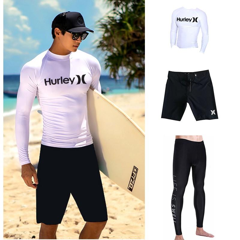 Mens Long Sleeve Rash Guard Top UV Protection Quick Dry Surfing Diving Swimsuit Water Sports