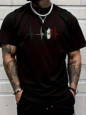 100 Cotton Mexico Heart Mexico Flag Heartbeat EKG Pulse Mexican Pride TShirt Womens Men Graphic Tee