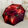 Rainbow Rose Waterdrops Outdoor Automatic Umbrella with 8 Rib Compact Design Travel Essential Fashion Lovers Gift for Festivals