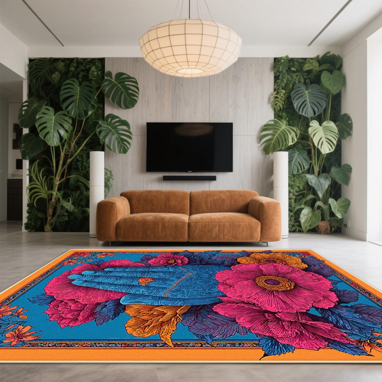 

Modern Art Style Large Living Room Rugs Abstract Decoration Home Short Velvet Carpet Bedroom Lounge Washable Soft Mat Bedside 60*90cm