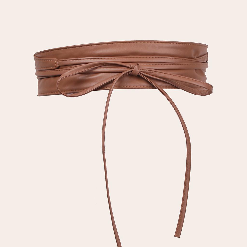 Casual Womens Faux Leather Wide Waist Belt With Bow Knot For Office And Weekend