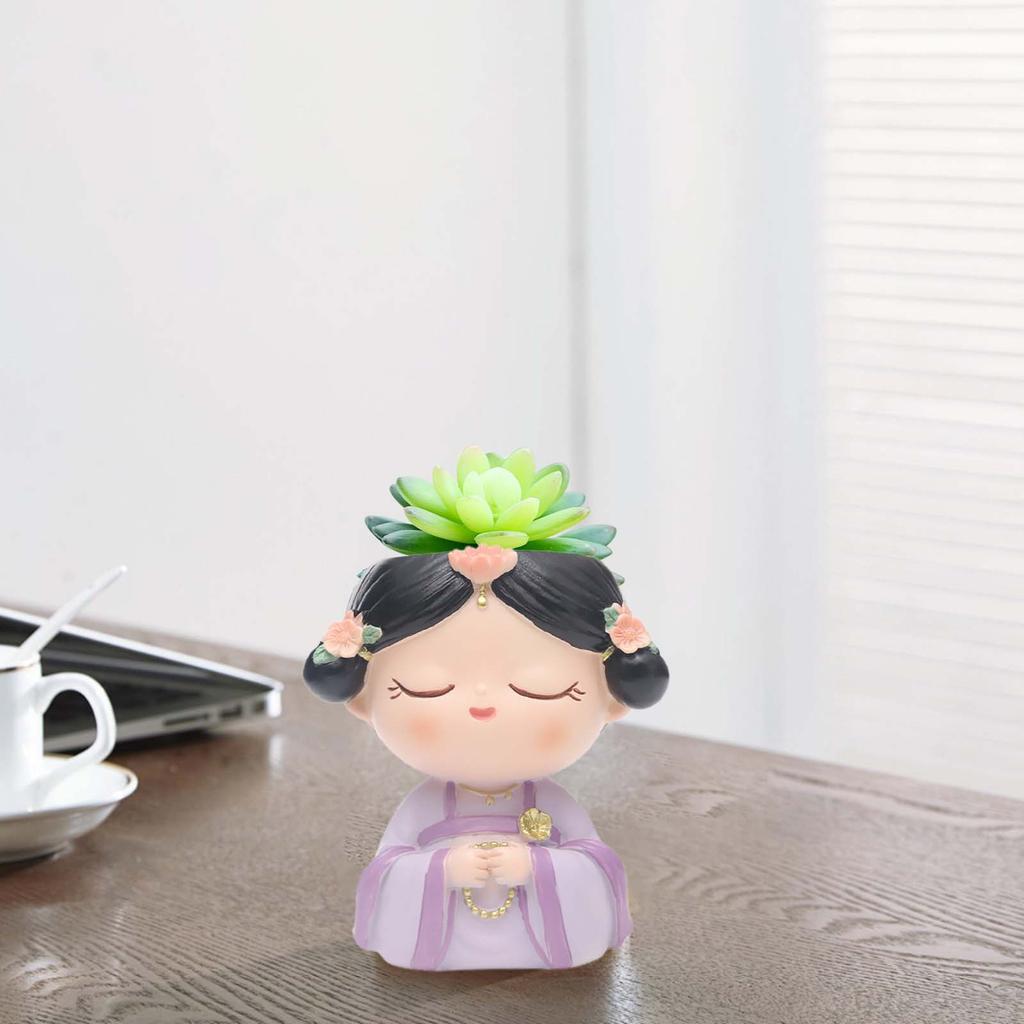 Head Planter Desktop Flowerpot Girl Figurine DIY Gift Decorative Crafts Resin Flower Pot,Cute Plant Pot for Outdoor Yard