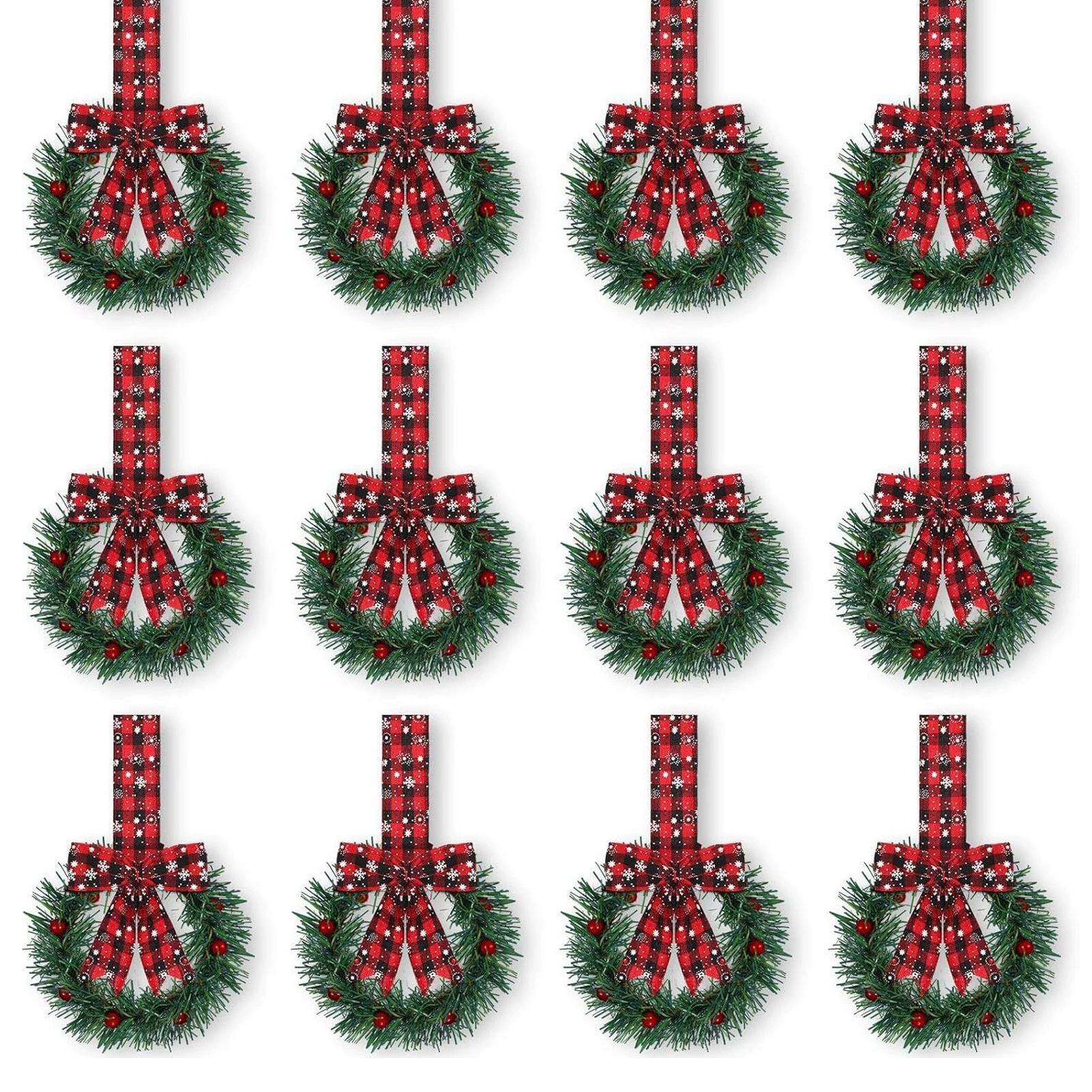 

12 Pieces Christmas Wreaths, Wave-Style Cabinet With Christmas Small Kitchen For Doors, Windows, Walls, Trees. 12pcs