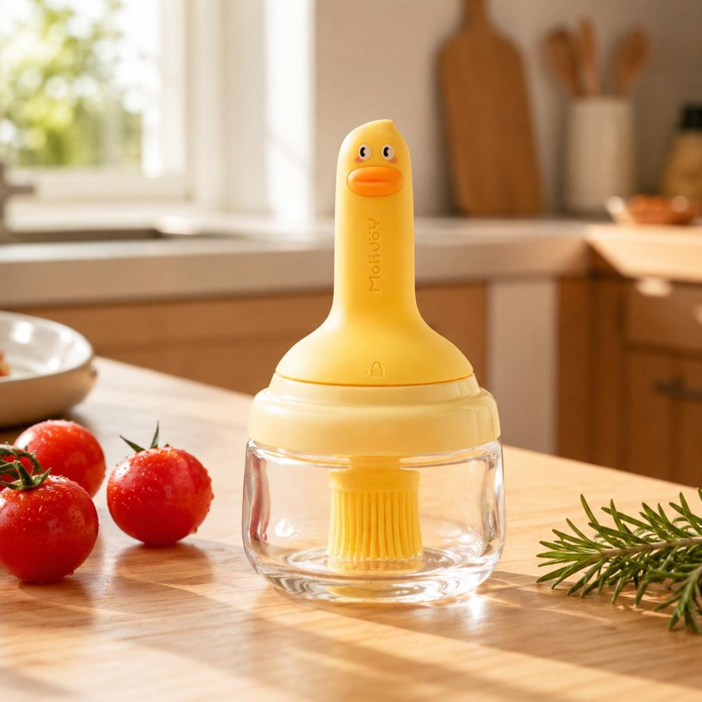 Silikonölbürste mit integriertem Ölspender zum Kochen, Backen, Grillen und Braten, Haushaltsküchenwerkzeug, Entendesign