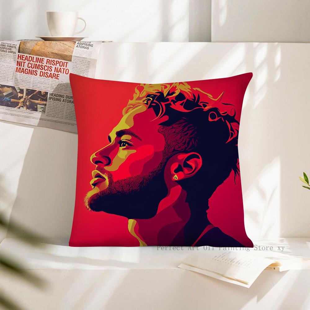1 Stück F-Fußball N-Neymar Kissenbezug Quadratischer Kissenbezug Schlafzimmer Sofa Raum Dekoration Lässiger Kissenbezug