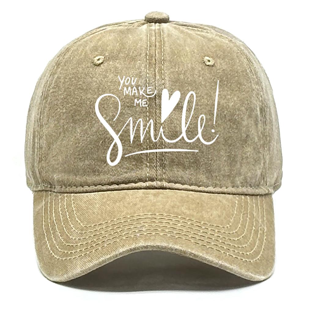 You Make Me Smile Print Snapback Baseball Cap Cotton Hat Leisure Lightweight Adjustable Baseball Caps  Ideal Choice For Tennis