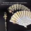 Handmade Gold-Stamped Folding Fan, Luxurious European-Style Lolita Tea Party and Comic Convention Prop Fan