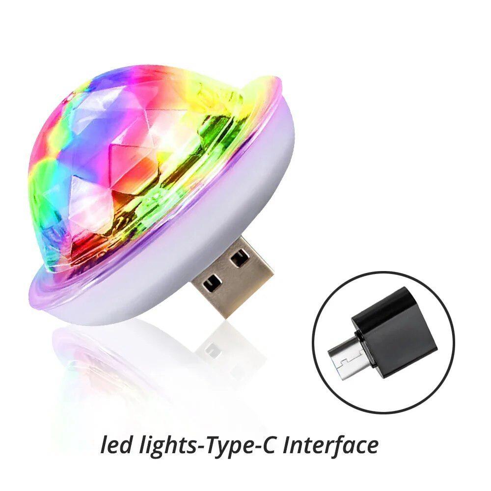 1pcs USB Dj Lamp Led Bar Night Light LED RGB Discos Stage Ing Projector Welcome Micro Crystal Ball Sound Party Atmosphere Lamp