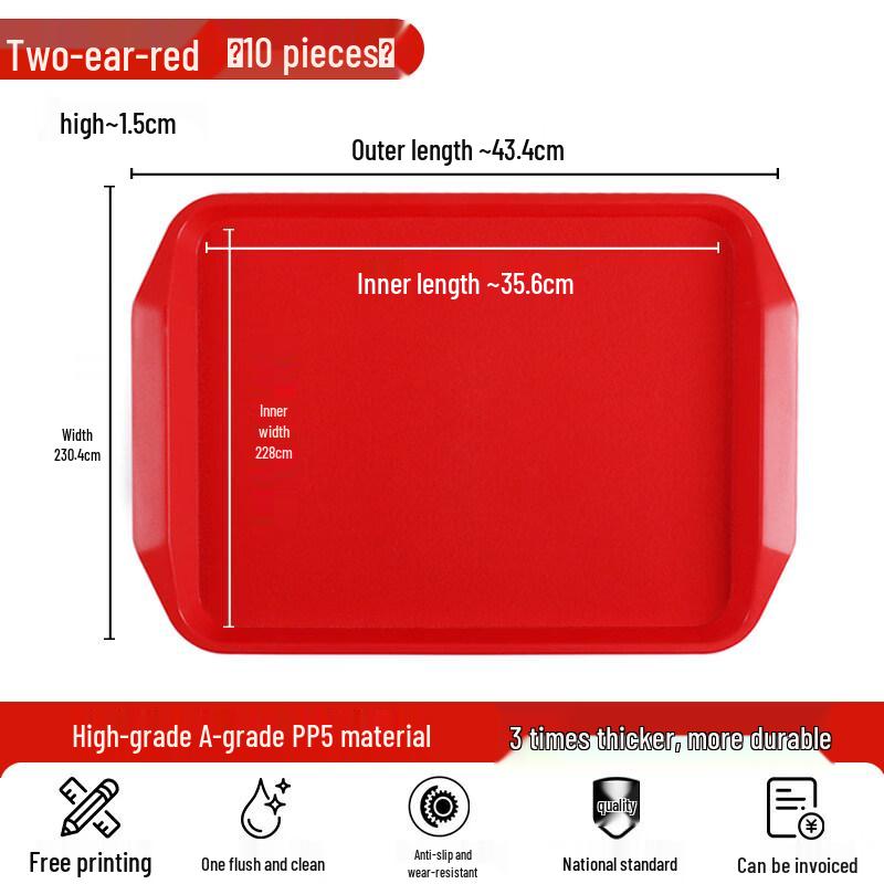 ZheBu Commercial Plastic Rectangular Serving Trays, 10-Pack
