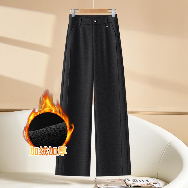 

Wool narrow wide-leg pants women s velvet winter new drape loose and thin casual straight pants 31
