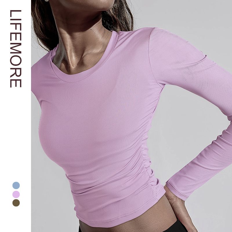 

Supaitao Waist-Controlled Slimming Long Sleeve Women s Spring and Autumn Yoga Clothes Takato Purple L