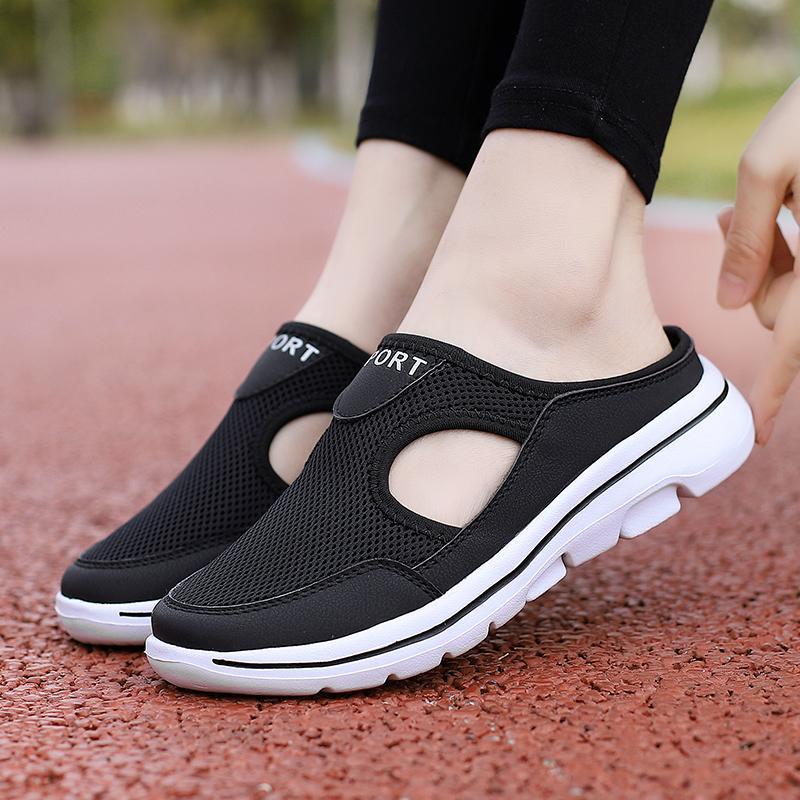 2025 new summer half-drag breathable flat-soled men's shoes outdoor casual shoes lightweight fashion women's shoes one-pedal trendy shoes