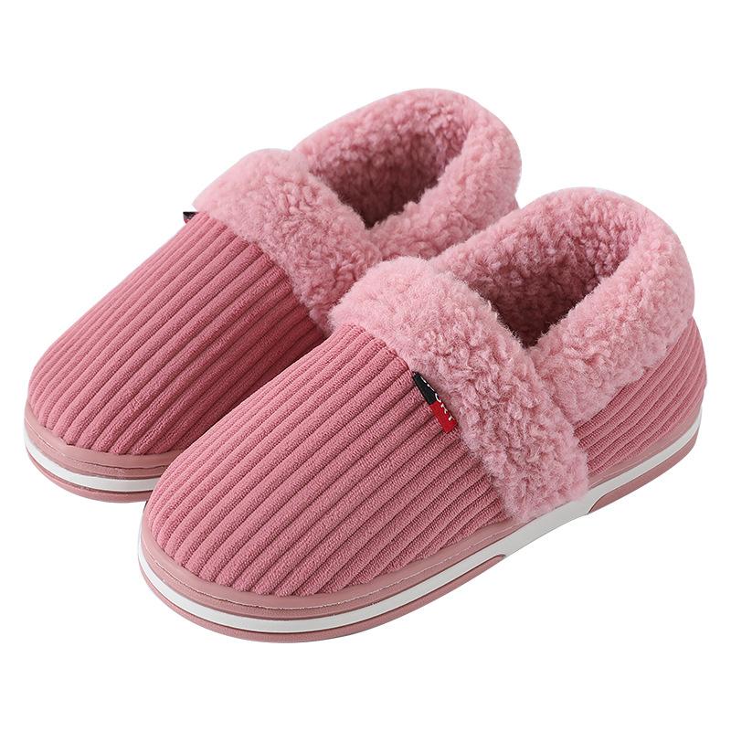 Fashion Winter Couple bag heel slippers Indoor Plush Cotton shoes Fluffy Fur non slip Slippers Men Casual Soft Shoes zapatillas de mujer