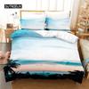 Ocean Duvet Cover Set, Tropical Island with The Palm Trees and Sea Beach Nature Theme Print Twin Bedding Set for Teens