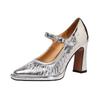 Krazing Pot Wildleder Lammfell Quadratische Zehenpartie Hohe Absätze Sommer Einfarbige Schuhe Große Größe 41 Schnalle Damen Moderne Pumps