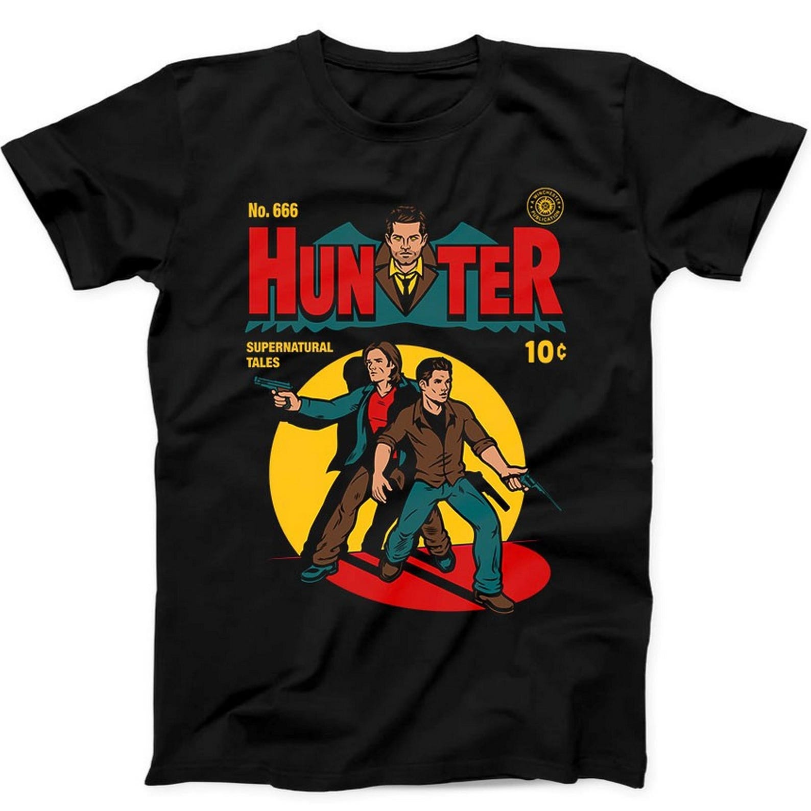Hunter Comic Supernatural Best Seller Funny Retro Gift Tee Black T Shirt B4 XL