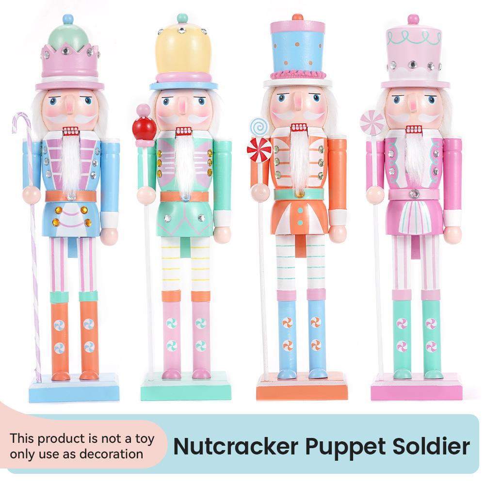 38CM Nutcracker Soldier Puppet Candy Series Combination Wooden Craft Christmas Tree Pendant Family Festival Decoration Gift