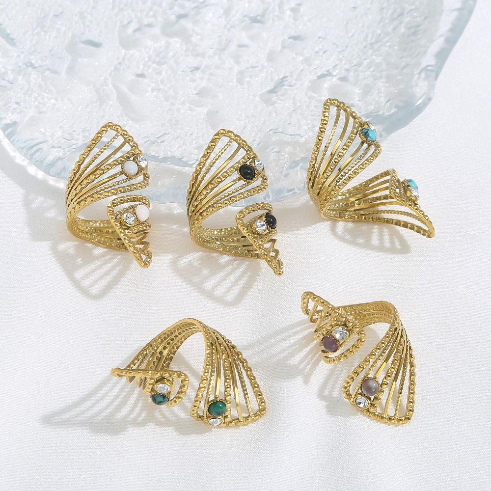 Minimalistisches Design Verstellbarer Ring 18K Goldfarbe Vergoldeter Ring Hohlring Festival-Kleidung