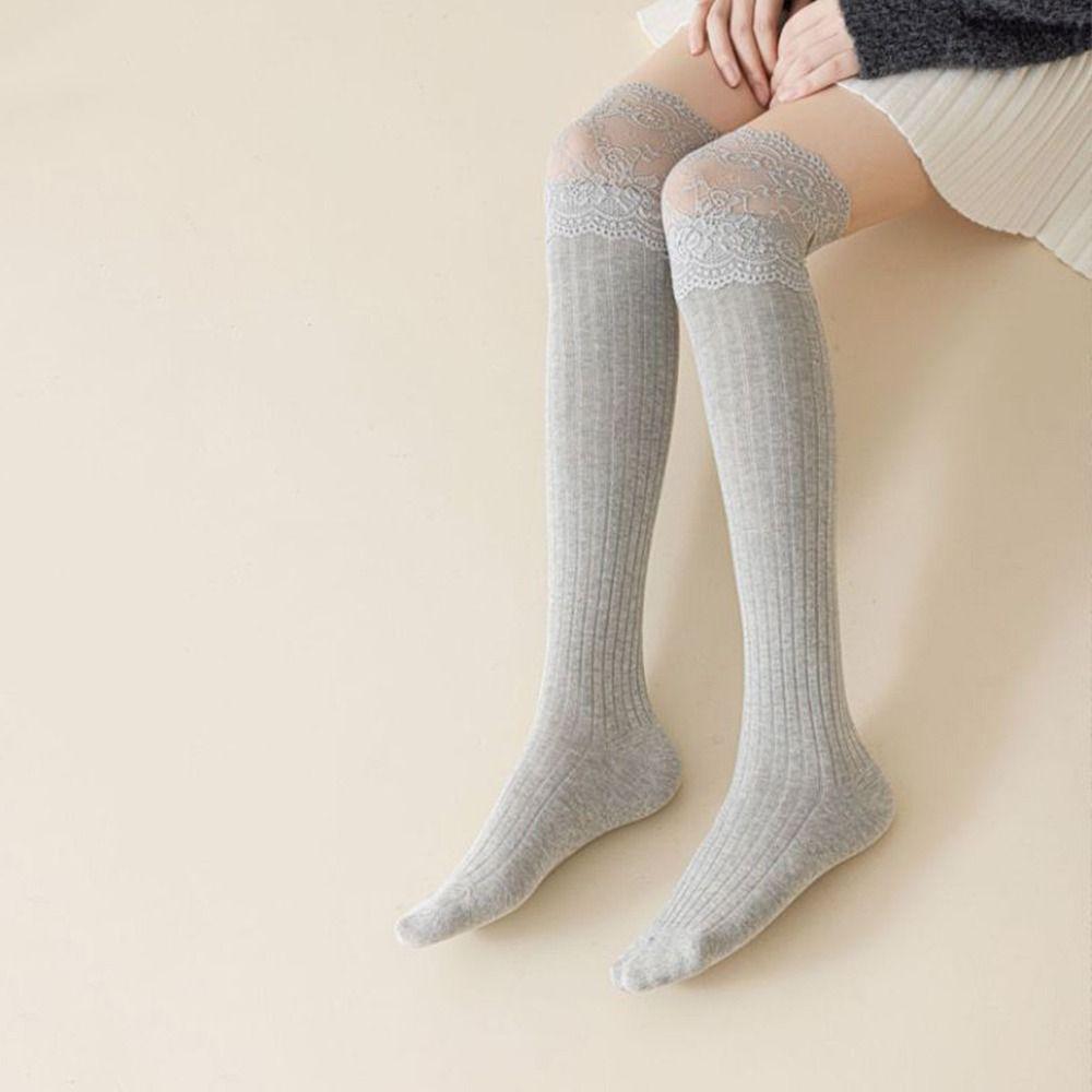 Breathable Women's Long Socks Solid Color Knee High Socks Fashion Girl's Stacked Socks Boot Socks