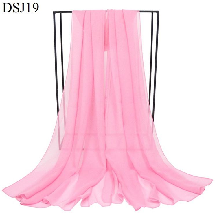 New Pure Color Georgette Silk Scarf Women Monochrome Red Scarves Sun Shawl Female Catwalk Training Dance Wraps