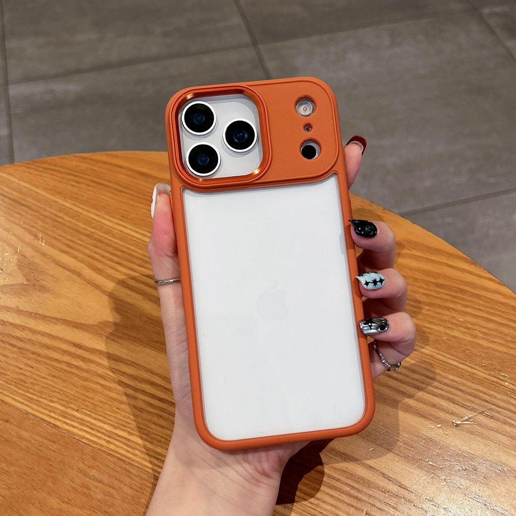 Applicable Apple iPhone 17ProMax Solid Color Case for iPhone 16, 15, 14 - Metal, Transparent, Recessed, Anti-Fall, Women's.