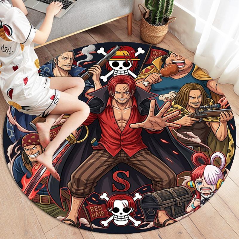 One Piece Poster Round Area Rug Carpet Rug For Living Room Bedroom Sofa Playroom Decor Nonslip Floor Mat