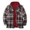 Men's Quilted Lined Button Down Plaid  Shirt Add Velvet To Keep Warm  Jacket With Hood