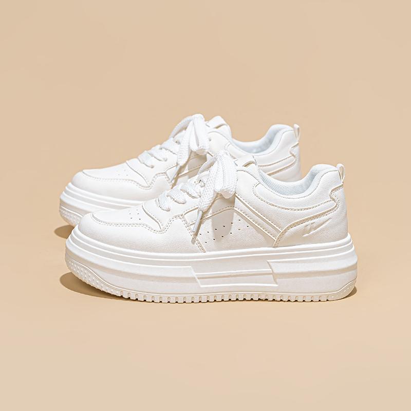 Warrior Stylish Simple Versatile Comfortable Non-Slip Wear-Resistant Increased Height Low-Top Skate Shoes Women Sneaker White WXP(WZ)-2152