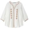 Shangdubila Women's Linen Blend V-Neck Short Sleeve Blouse