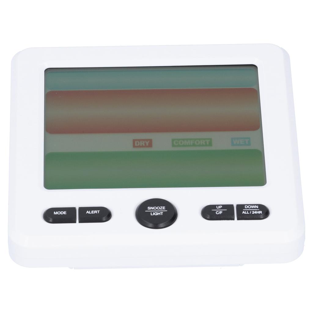 LCD Electronic Alarm Clock Temperature Humidity Monitoring Alarm for Indoor Home UseWhite
