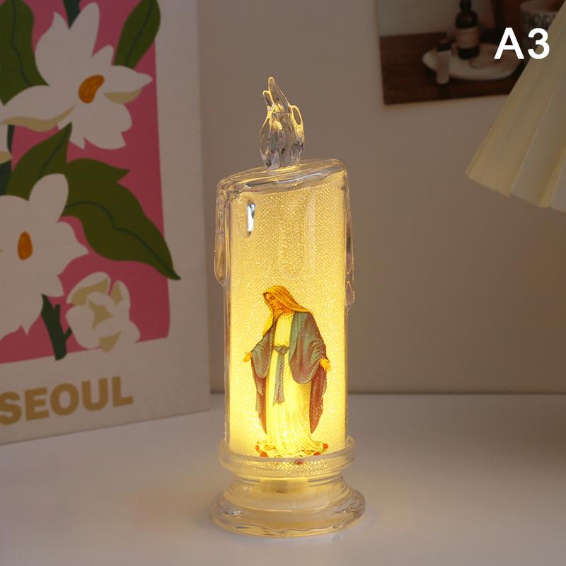 Jésus Vierge Christ Lampe Bougie LED Romantique Sans Flamme Bougie Chauffe-Plat Religieuse Veilleuse Ornement Décoratif de Bureau