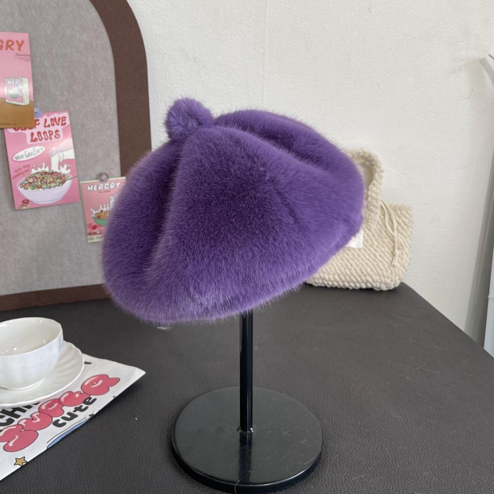 Winter New Foreign Style Warm Beret Mink Thickened Pumpkin Fashion Trend Versatile Women's Hat