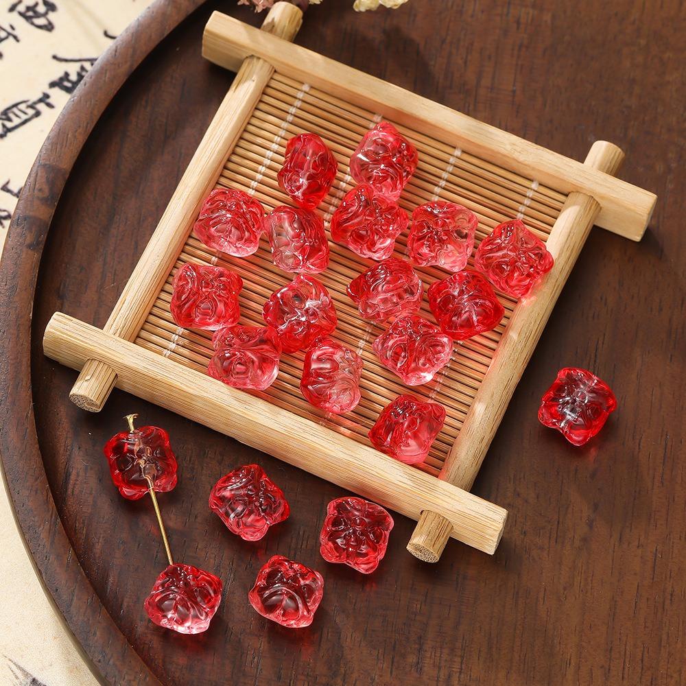 

60Pcs Handmade DIY Beads Transparent Jewelry Making Accessories Crystal Glass Beads Bracelet making красный