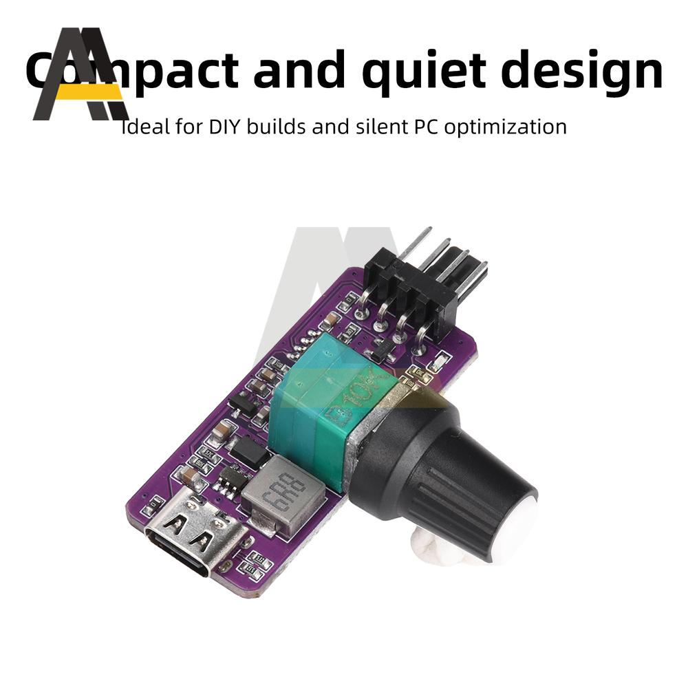 5V 12V PWM Speed Regulator Mini 4P B3 4-wire Fan Motor Speed Controller DIY Water-cooled Cooling Module Type C USB Power Supply