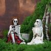 Skeleton Sisters Staty, Harts Skelett Pratsam Tjej Set 2 Figurer för Hem Skrivbordsdekor, Halloween Dekoration Hantverk, Spöklikt Söt Prydnad för Gotisk
