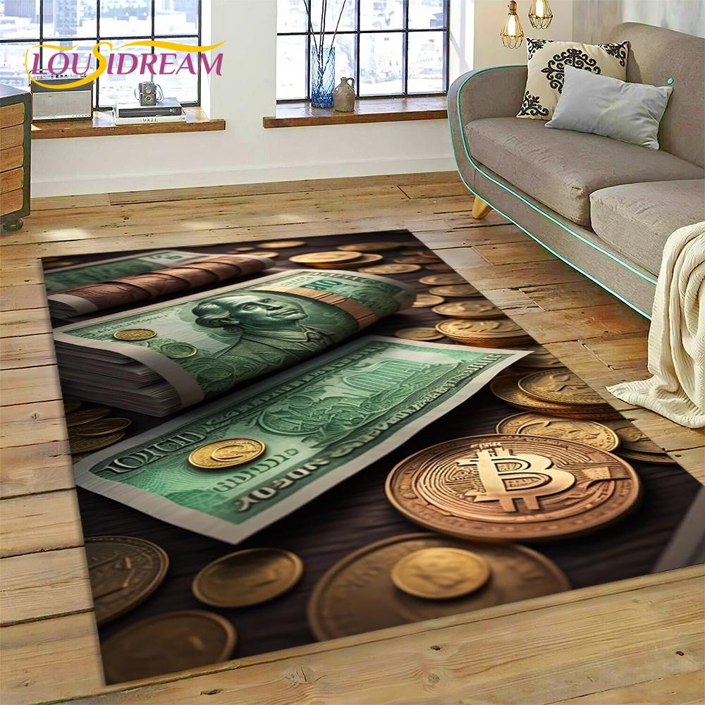 Teppich mit Dollar-, Euro- und Pfund-Motiv, Cartoon-Motiv, für Zuhause, Wohnzimmer, Schlafzimmer, Sofa, Fußmatte, Dekor, rutschfeste Bodenmatte für Kinder